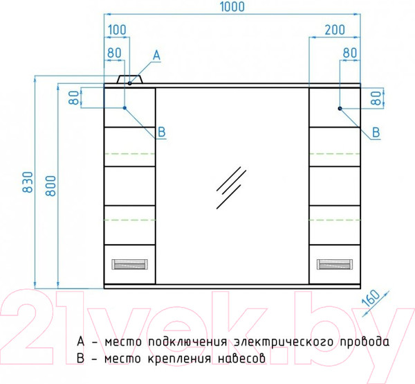 Изображение товара Шкаф с зеркалом для ванной Style Line Ирис 100 (с подсветкой)