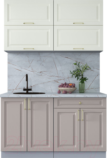 Изображение товара Кухонный гарнитур Интерлиния Мила Шато 1.4Б (белый/луна/серый каспий)