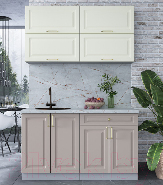 Изображение товара Кухонный гарнитур Интерлиния Мила Шато 1.4Б (белый/луна/серый каспий)