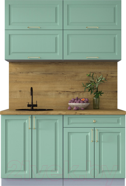 Изображение товара Кухонный гарнитур Интерлиния Мила Шато 1.4Б (мята/мята/дуб бунратти)