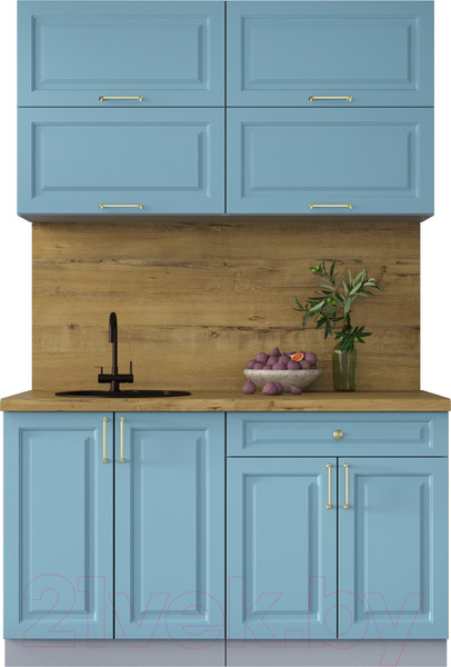 Изображение товара Кухонный гарнитур Интерлиния Мила Шато 1.4Б (океан/океан/дуб бунратти)