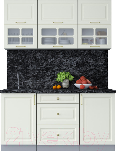 Изображение товара Кухонный гарнитур Интерлиния Мила Шато 1.6Б (белый/белый/кастилло темный)
