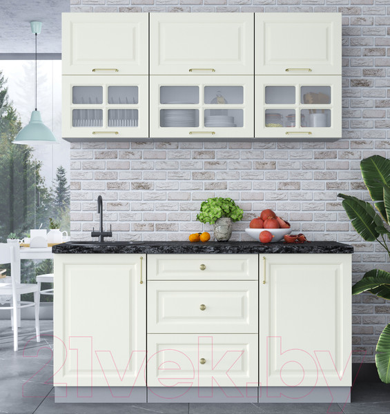 Изображение товара Кухонный гарнитур Интерлиния Мила Шато 1.6Б (белый/белый/кастилло темный)