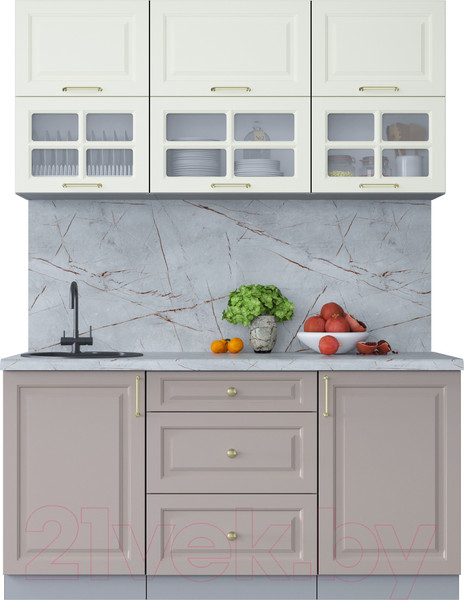 Изображение товара Кухонный гарнитур Интерлиния Мила Шато 1.6Б (белый/луна/серый каспий)