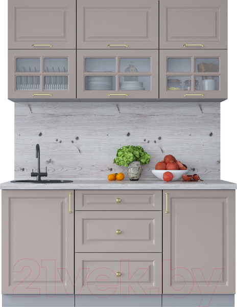 Изображение товара Кухонный гарнитур Интерлиния Мила Шато 1.6Б (луна/луна/бискайская сосна)