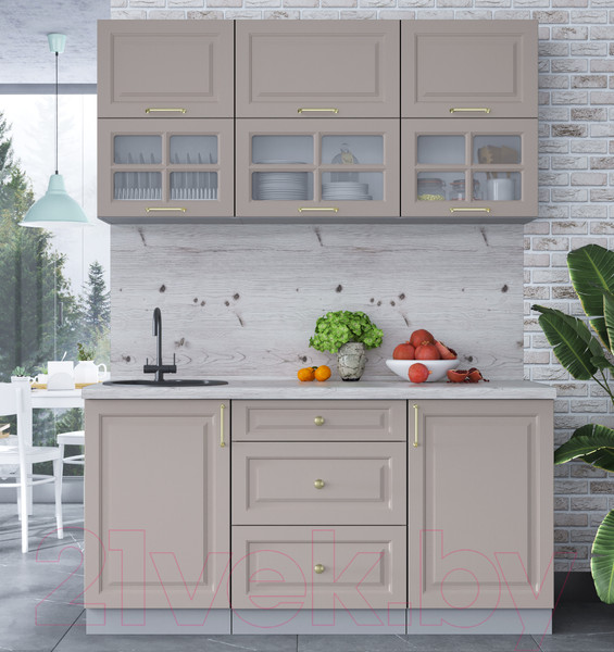 Изображение товара Кухонный гарнитур Интерлиния Мила Шато 1.6Б (луна/луна/бискайская сосна)