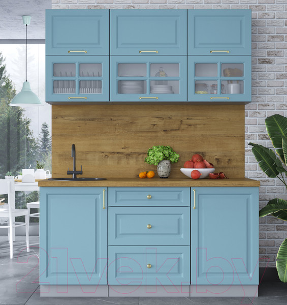 Изображение товара Кухонный гарнитур Интерлиния Мила Шато 1.6Б (океан/океан/дуб бунратти)