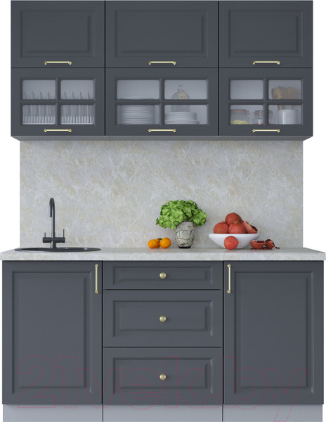 Изображение товара Кухонный гарнитур Интерлиния Мила Шато 1.6Б (пепел/пепел/опал светлый)