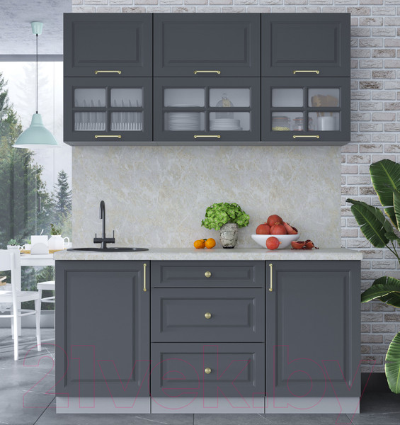 Изображение товара Кухонный гарнитур Интерлиния Мила Шато 1.6Б (пепел/пепел/опал светлый)