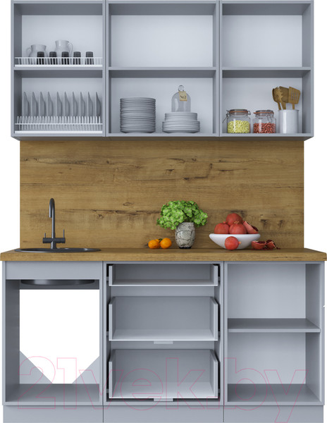 Изображение товара Кухонный гарнитур Интерлиния Мила Шато 1.6Б (белый/белый/кастилло темный)