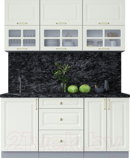 Изображение товара Кухонный гарнитур Интерлиния Мила Шато 1.7Б (белый/белый/кастилло темный)