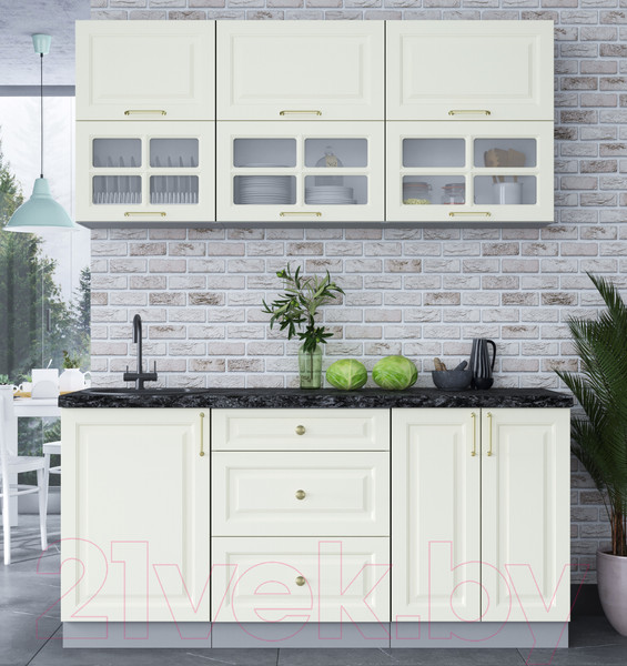 Изображение товара Кухонный гарнитур Интерлиния Мила Шато 1.7Б (белый/белый/кастилло темный)