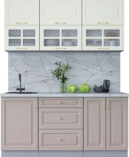 Изображение товара Кухонный гарнитур Интерлиния Мила Шато 1.7Б (белый/луна/серый каспий)