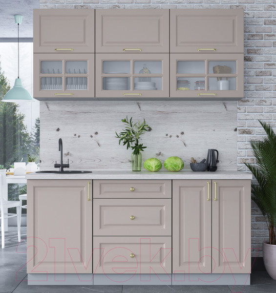 Изображение товара Кухонный гарнитур Интерлиния Мила Шато 1.7Б (луна/луна/бискайская сосна)