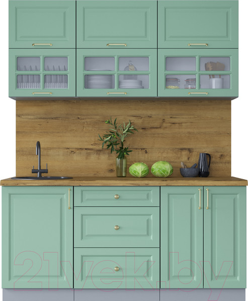 Изображение товара Кухонный гарнитур Интерлиния Мила Шато 1.7Б (мята/мята/дуб бунратти)