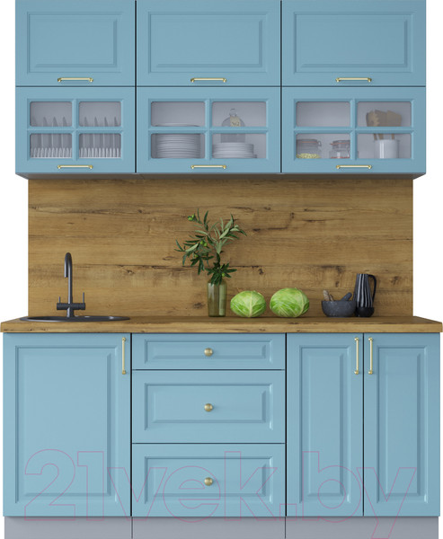 Изображение товара Кухонный гарнитур Интерлиния Мила Шато 1.7Б (океан/океан/дуб бунратти)