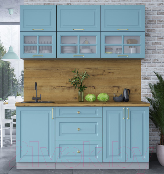 Изображение товара Кухонный гарнитур Интерлиния Мила Шато 1.7Б (океан/океан/дуб бунратти)