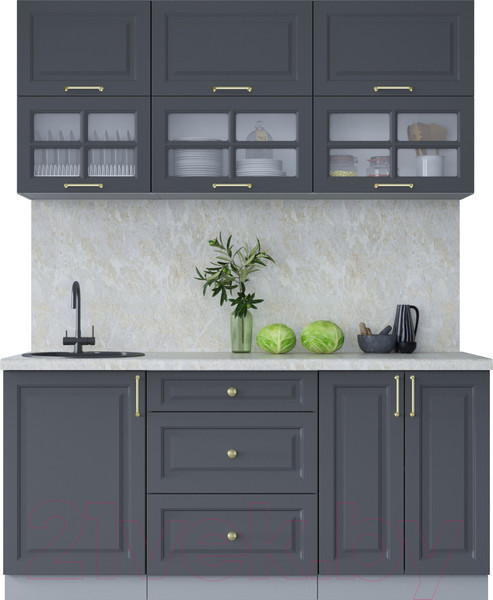 Изображение товара Кухонный гарнитур Интерлиния Мила Шато 1.7Б (пепел/пепел/опал светлый)