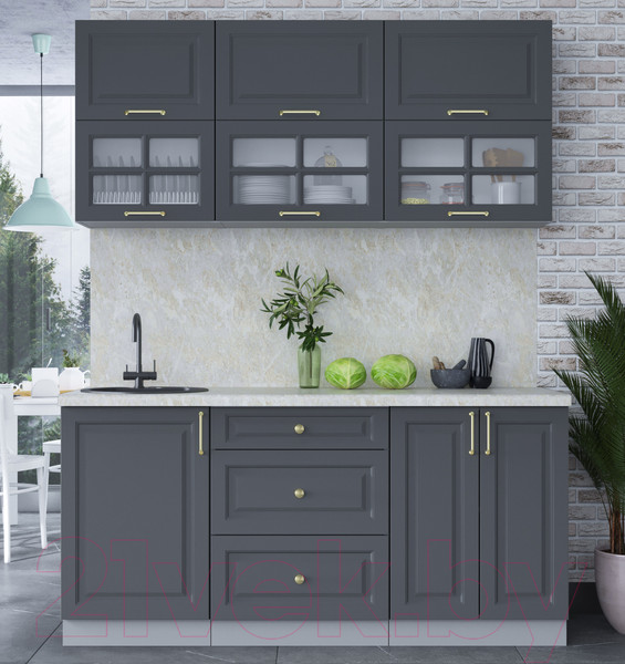 Изображение товара Кухонный гарнитур Интерлиния Мила Шато 1.7Б (пепел/пепел/опал светлый)