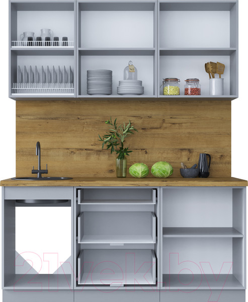 Изображение товара Кухонный гарнитур Интерлиния Мила Шато 1.7Б (белый/белый/кастилло темный)