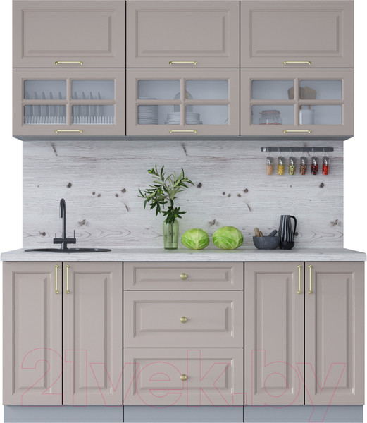 Изображение товара Кухонный гарнитур Интерлиния Мила Шато 1.8Б (луна/луна/бискайская сосна)