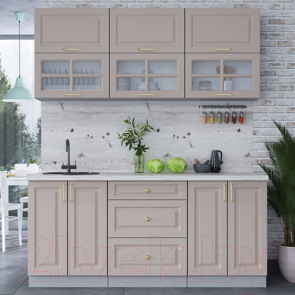 Изображение товара Кухонный гарнитур Интерлиния Мила Шато 1.8Б (луна/луна/бискайская сосна)