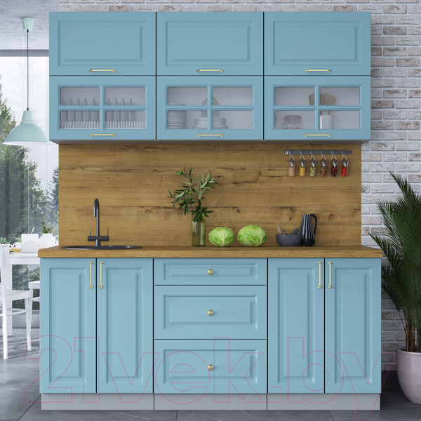 Изображение товара Кухонный гарнитур Интерлиния Мила Шато 1.8Б (океан/океан/дуб бунратти)