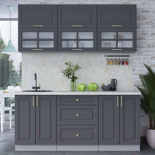 Изображение товара Кухонный гарнитур Интерлиния Мила Шато 1.8Б (пепел/пепел/опал светлый)