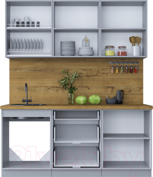 Изображение товара Кухонный гарнитур Интерлиния Мила Шато 1.8Б (океан/океан/дуб бунратти)