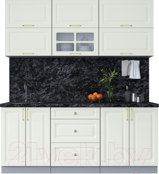 Изображение товара Кухонный гарнитур Интерлиния Мила Шато 1.9Б (белый/белый/кастилло темный)