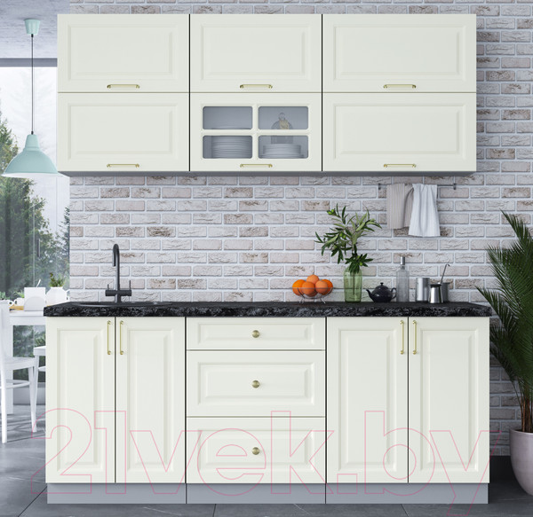 Изображение товара Кухонный гарнитур Интерлиния Мила Шато 1.9Б (белый/белый/кастилло темный)