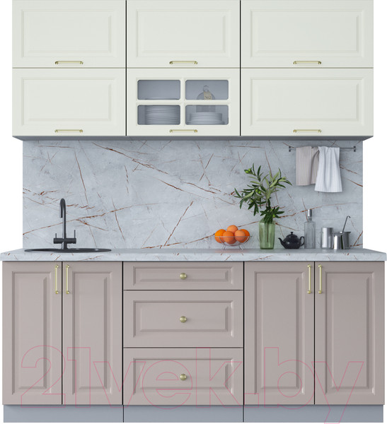 Изображение товара Кухонный гарнитур Интерлиния Мила Шато 1.9Б (белый/луна/серый каспий)