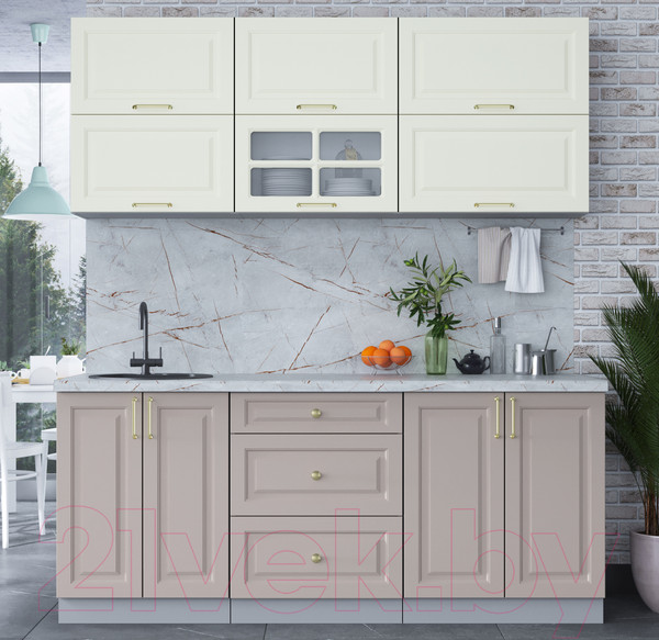 Изображение товара Кухонный гарнитур Интерлиния Мила Шато 1.9Б (белый/луна/серый каспий)