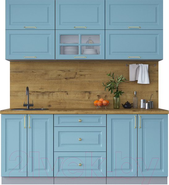 Изображение товара Кухонный гарнитур Интерлиния Мила Шато 1.9Б (океан/океан/дуб бунратти)