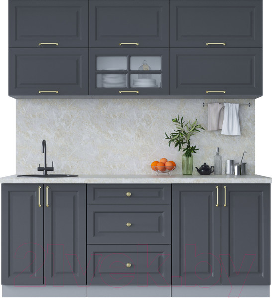 Изображение товара Кухонный гарнитур Интерлиния Мила Шато 1.9Б (пепел/пепел/опал светлый)