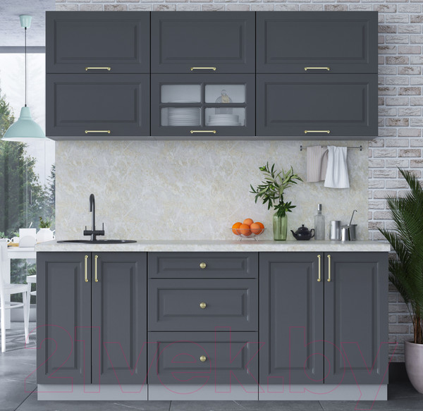 Изображение товара Кухонный гарнитур Интерлиния Мила Шато 1.9Б (пепел/пепел/опал светлый)