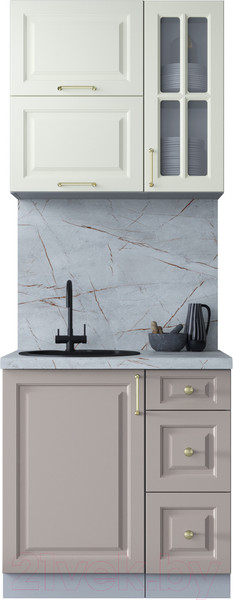 Изображение товара Кухонный гарнитур Интерлиния Мила Шато 0.8Б (белый/луна/серый каспий)