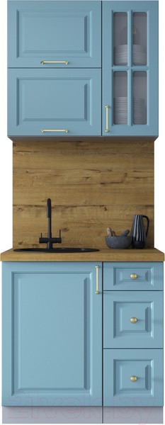 Изображение товара Кухонный гарнитур Интерлиния Мила Шато 0.8Б (океан/океан/дуб бунратти)