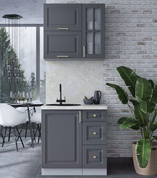 Изображение товара Кухонный гарнитур Интерлиния Мила Шато 0.8Б (пепел/пепел/опал светлый)