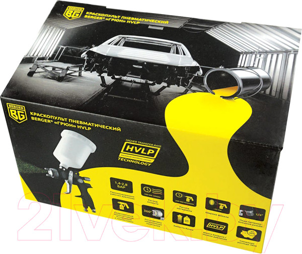 Изображение товара Пневматический краскопульт BERGER Грюн HVLP 1.7мм / BG1378