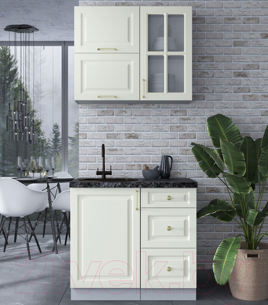 Изображение товара Кухонный гарнитур Интерлиния Мила Шато 0.9Б (белый/белый/кастилло темный)