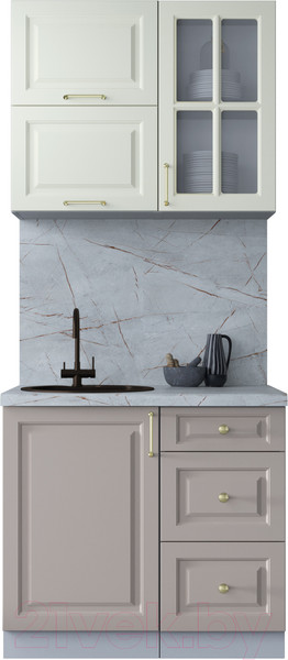 Изображение товара Кухонный гарнитур Интерлиния Мила Шато 0.9Б (белый/луна/серый каспий)