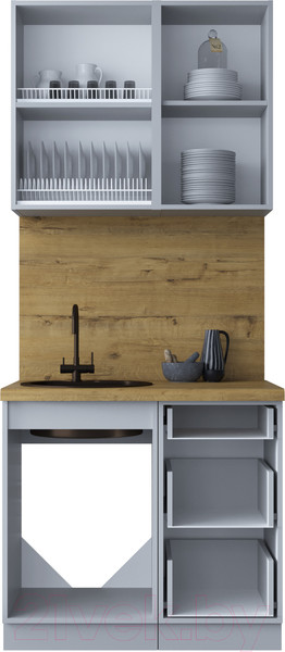 Изображение товара Кухонный гарнитур Интерлиния Мила Шато 0.9Б (белый/белый/кастилло темный)