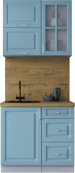 Изображение товара Кухонный гарнитур Интерлиния Мила Шато 0.9Б (океан/океан/дуб бунратти)