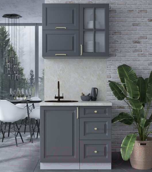 Изображение товара Кухонный гарнитур Интерлиния Мила Шато 0.9Б (пепел/пепел/опал светлый)