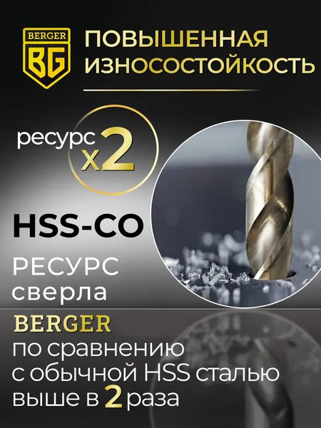 Изображение товара Сверло BERGER Легированное кобальтом 12x151мм / BG1462