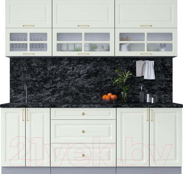 Изображение товара Кухонный гарнитур Интерлиния Мила Шато 2.2Б (белый/белый/кастилло темный)
