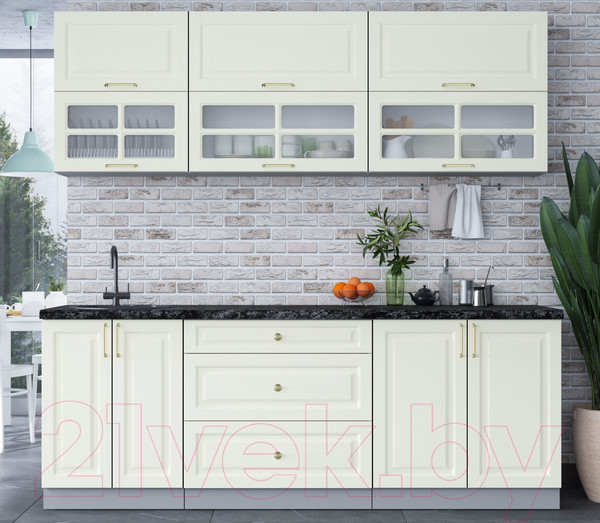 Изображение товара Кухонный гарнитур Интерлиния Мила Шато 2.2Б (белый/белый/кастилло темный)