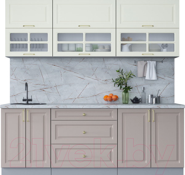 Изображение товара Кухонный гарнитур Интерлиния Мила Шато 2.2Б (белый/луна/серый каспий)