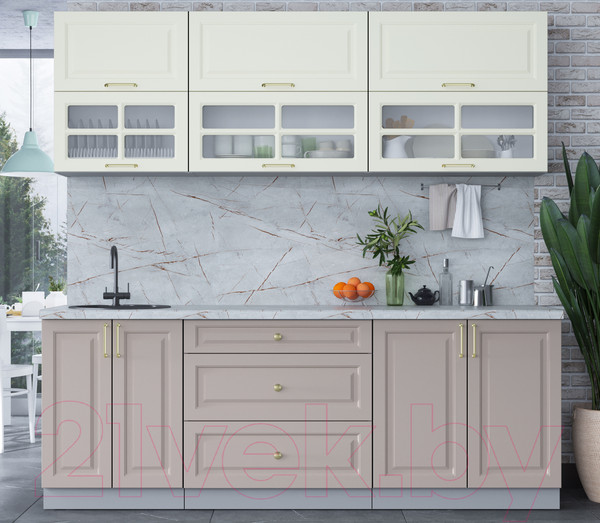 Изображение товара Кухонный гарнитур Интерлиния Мила Шато 2.2Б (белый/луна/серый каспий)